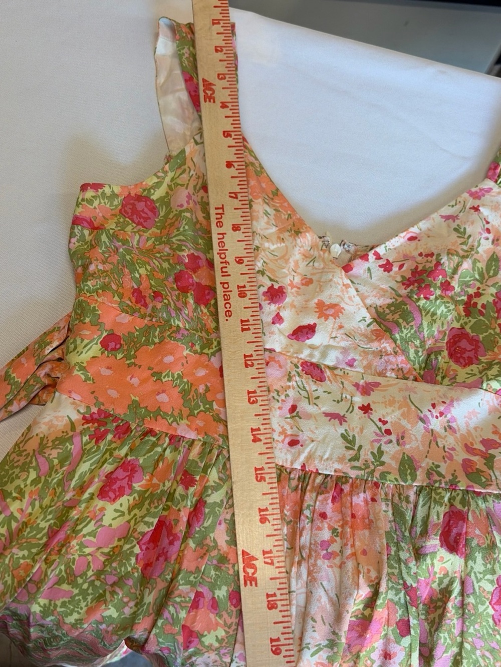 Plenty by Tracy Reese Peach, Pink & Green Floral Wrap Midi Dress - Picture 13 of 14